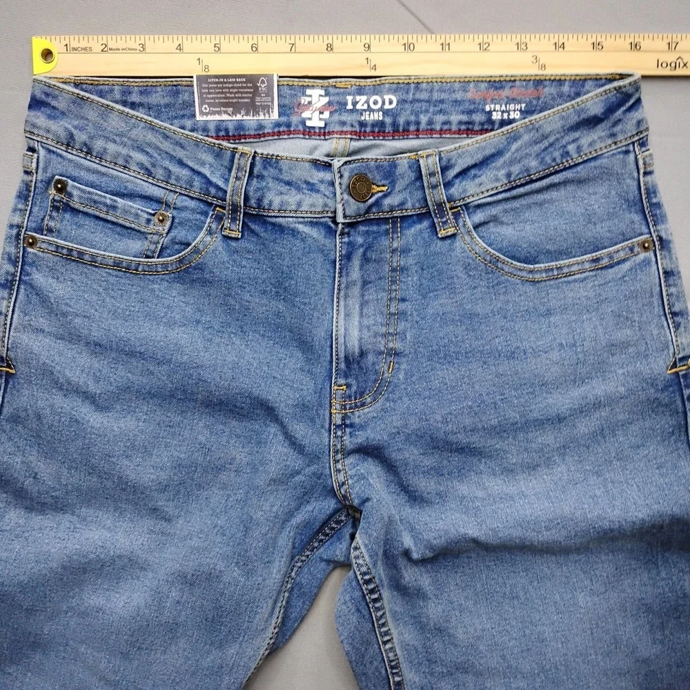 Izod Saltwater‎ Straight Fit Comfort Stretch Denim Jeans Blue 32x30